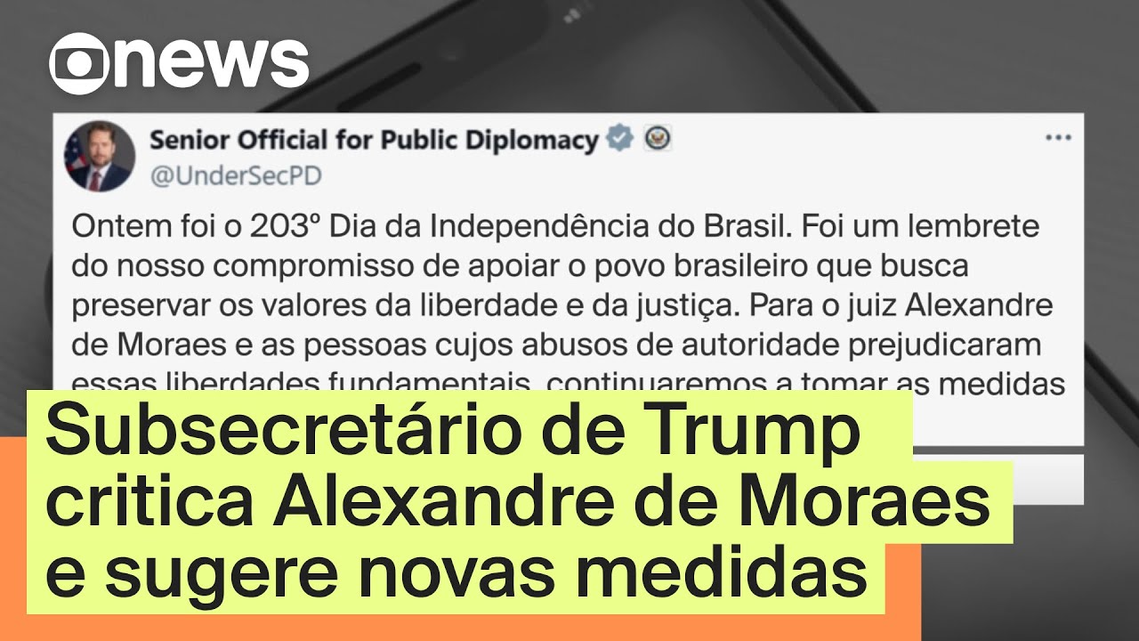 Subsecretário de Trump critica Moraes e sugere novas medidas