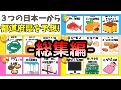 総集編【都道府県クイズ】3つの“日本一”から都道府県名を当てましょう!都道府県の雑学で楽しく脳トレしましょう!