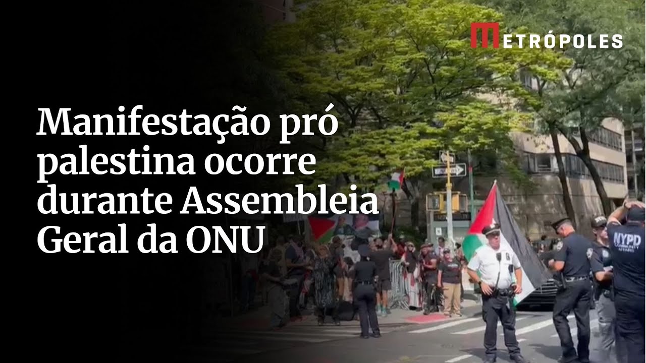 Manifestação pró palestina ocorre durante Assembleia Geral da ONU