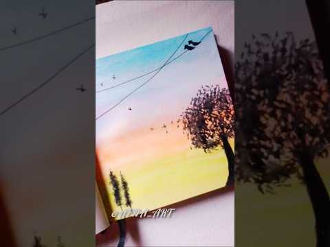 أسهل رسمة 🕊️🌲🩵🩷🧡💛. #shorts #art #ytshorts #viral