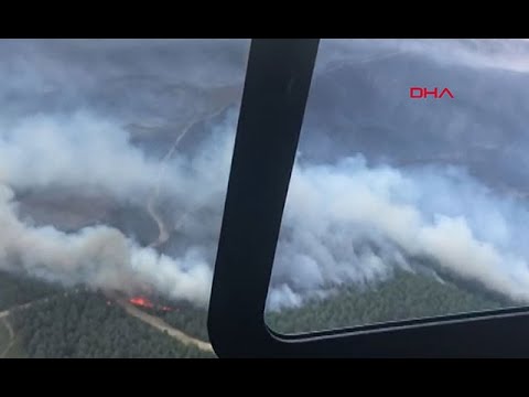 Çanakkale'de orman yangını havadan böyle görüntülendi