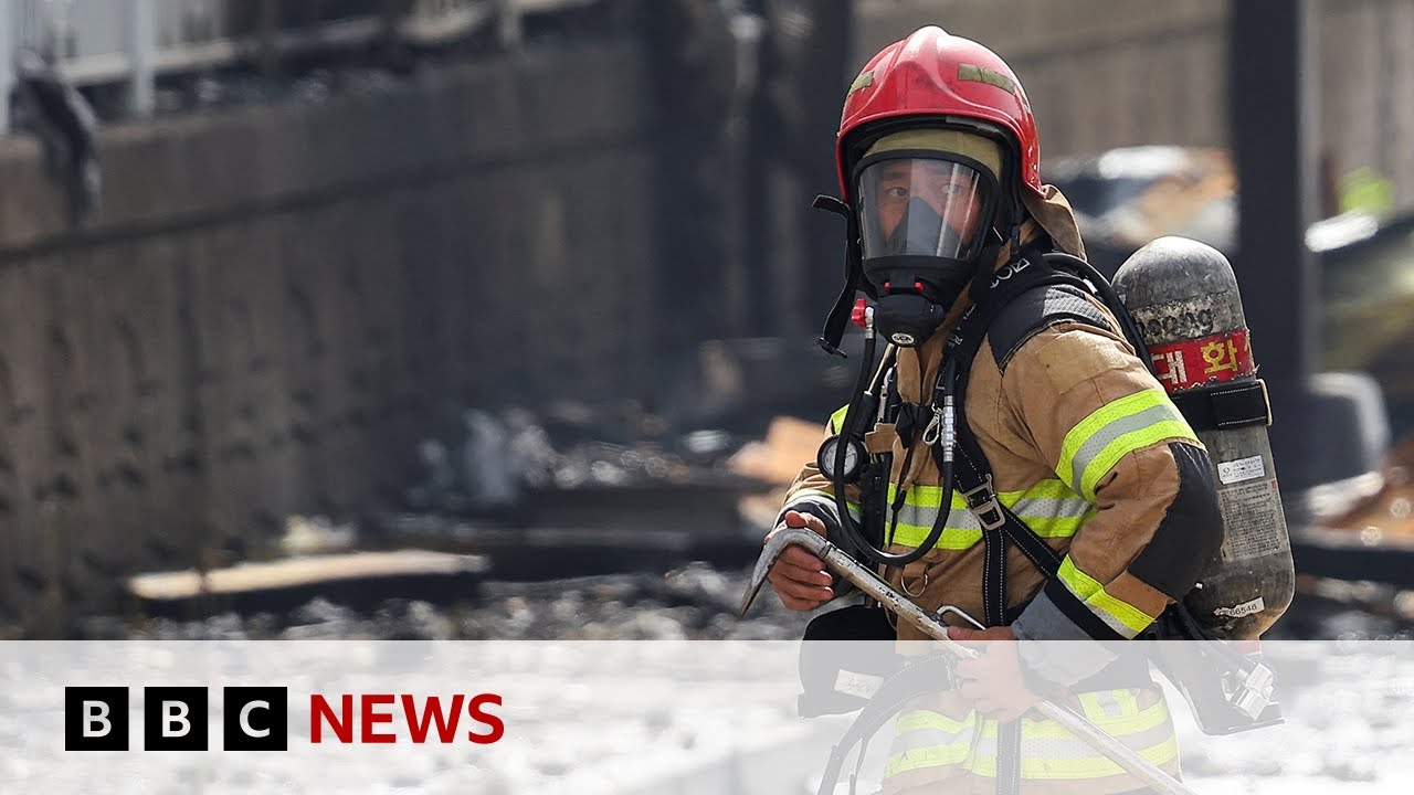 Exploding batteries spark deadly South Korea factory fire | BBC News