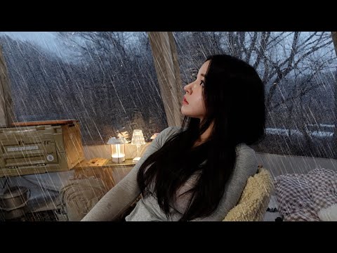 우중캠핑 | 솔로 캠핑 | 하루종일 내리는 빗소리 ASMR | 캠핑 브이로그 | 떡볶이, 통수육, 백화수복 | 폴라리스 P1