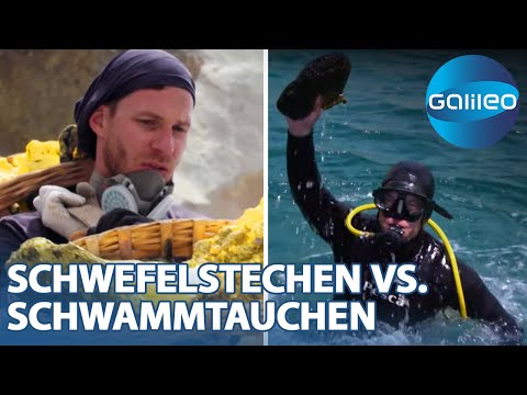 Höllen-Job-Challenge: Schwefelstechen vs Schwammtauchen | Galileo | ProSieben