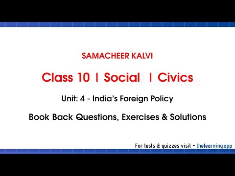 India’s Foreign Policy Questions & Exercises | Unit 4 | Class 10 | Civics | Social | Samacheer Kalvi