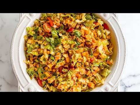 How to Make the TikTok-Famous Mediterranean Chopped Salad with Roasted Red Pepper Dressing
