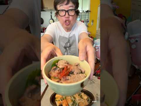 ステーキ丼食べた　うまさよし　#asmr #shorts #mukbang
