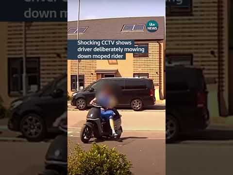 Shocking CCTV shows driver deliberately mowing down moped rider