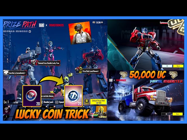🔥 BGMI Transformers PRIZE PATH Max Out Trick | Free Lucky Coins |Speed Drift | UC Up Event