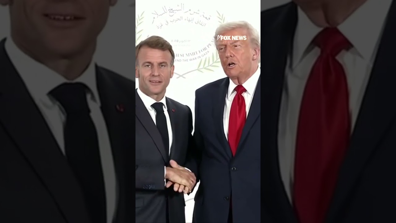 'Gutfeld!' reacts to Trump's awkwardly-long handshake with Macron: 'Won't let go!' #shorts #foxnews