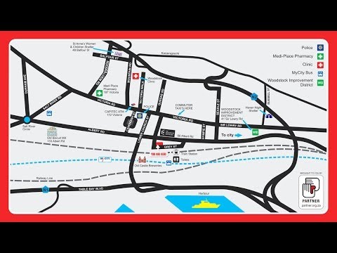 Maps improve safety and can be put up affordably at any low-income urban train station in a city.
At most urban train and bus stations in the first world, a simple map shows commuters and the public how to find emergency services such as the nea