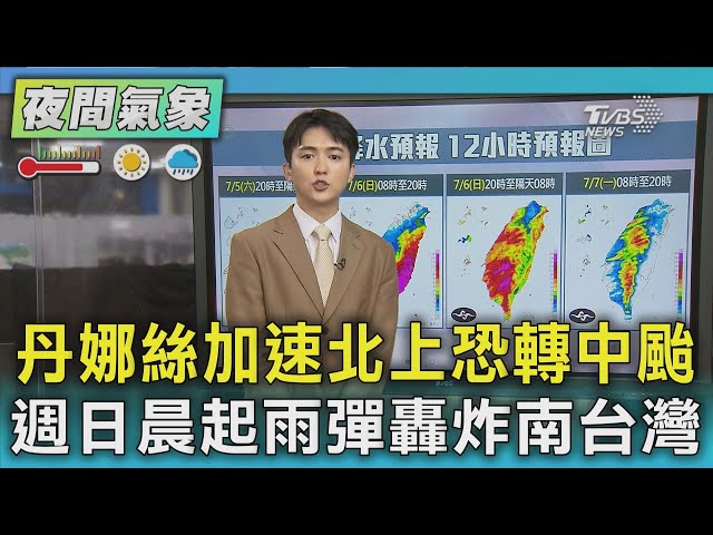 丹娜絲加速北上恐轉中颱 週日晨起雨彈轟炸南台灣｜TVBS新聞 @TVBSNEWS01