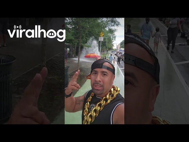 Broken Fire Hydrant Turns NYC Street Into Waterpark || ViralHog