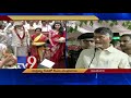 Chandrababu offers silk clothes to deity at Durga Temple