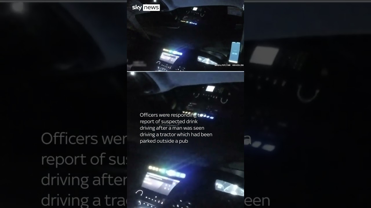 Tractor rams police car