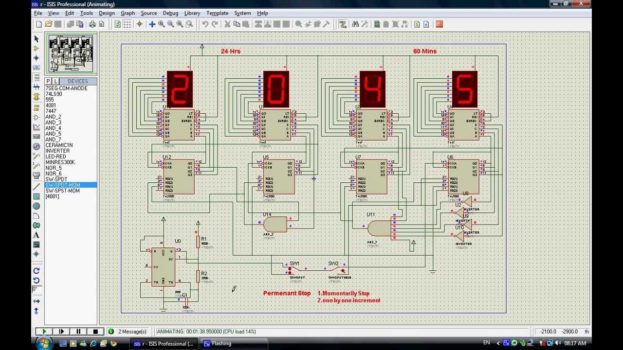 Digital Circuit Simulation of 24 hrs Clock - YouTube 7 segment display logic diagram 