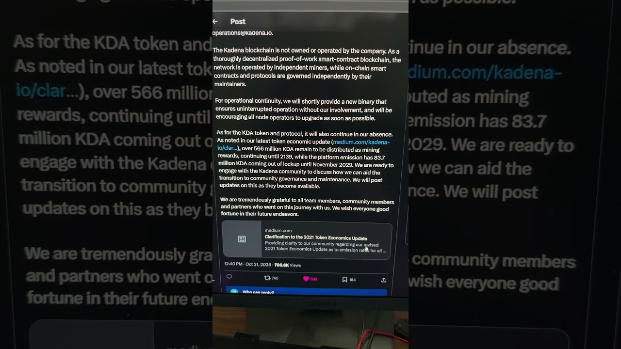 KADENA PUBLIC ANNOUNCEMENT… ouch