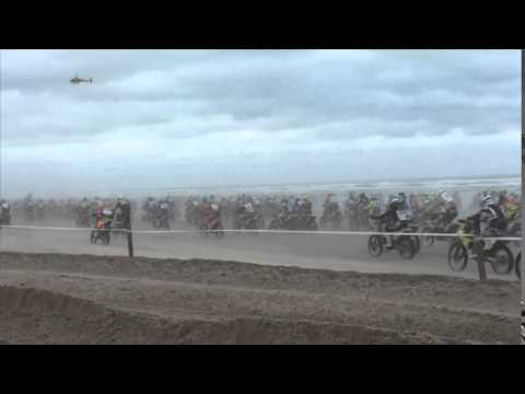Accident chute crash moto départ Enduropale 2015 Touquet avec ralenti 