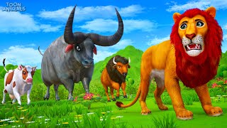 Buffalo Saves the Day 🐃 | Cow and Bison’s Great Escape from the Lion