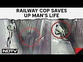 CCTV: Railway Cop Saves Man Boarding Moving Train In Prayagraj From Being Run Over