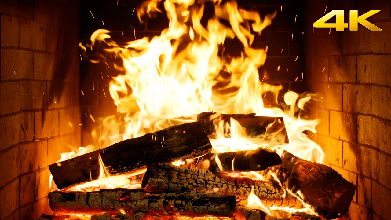 🔥 Fireplace Soft Embers with Real Crackling Fire and Glowing Logs for Comfortable Evening Ambience