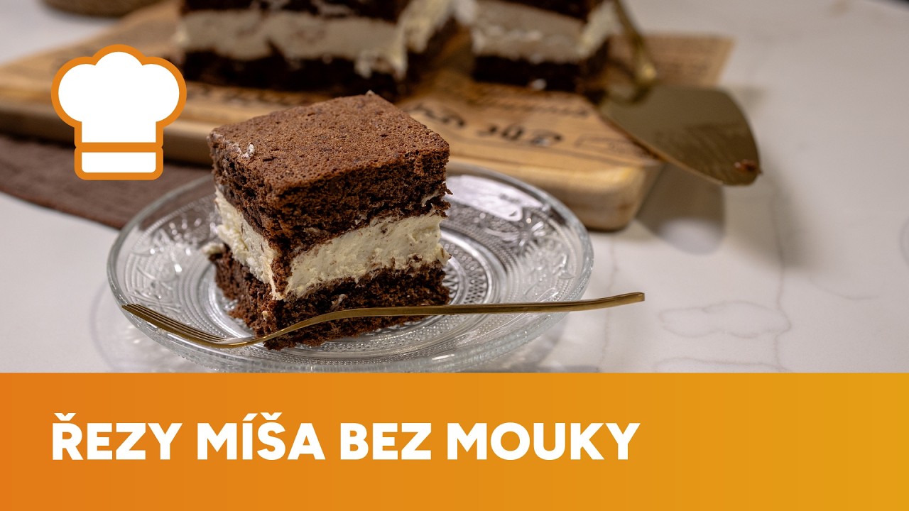 Řezy Míša bez mouky: Kakaový piškot a svěží tvarohový krém