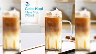 Pratinjau video produk One Two Cups Gelas Cangkir Kopi Glass Coffee Mug 370 ml - CL001