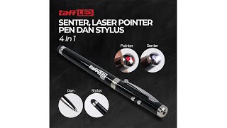 TaffLED 4 in 1 Senter Laser Pointer Pen dan Stylus - T0054 - Silver - 1