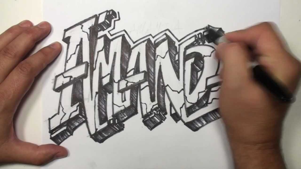 Graffiti Speed Drawing Name Art - AMANDA - YouTube