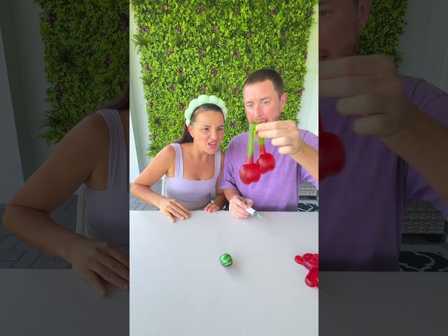 Giant Watermelon vs Gaint Gummy Cherry 😎🍉❤️ #shorts #khamitovy #martaandrustam