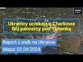 Wojna na Ukrainie Mapa 02.04.2024 - Pancerny b?j pod Tonienk?