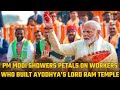 Ayodhya: Prime Minister Narendra Modi Showers Petals on Workers Who Built Lord Ram Temple in Ayodhya