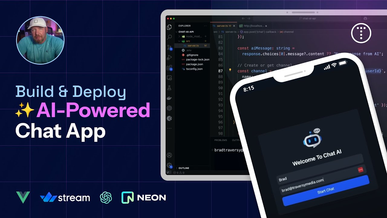 Build & Deploy An AI-Powered Chat App | Vue, Node, TypeScript, Open AI, Stream & Neon Database