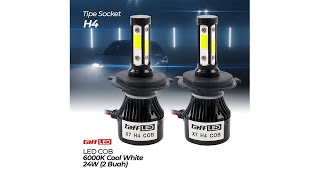 Pratinjau video produk TaffLED Lampu Depan Mobil LED COB Headlight H4 Cool White 2 PCS - 75818-4CN