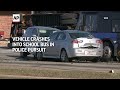 Vehicle crashes into school bus in police pursuit  - 01:04 min - News - Video