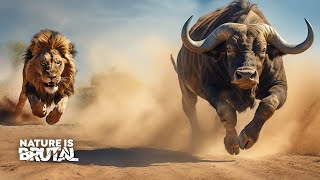 Lion vs. Buffalo: How This Chase Takes an Unexpected Turn | Nature is Brutal