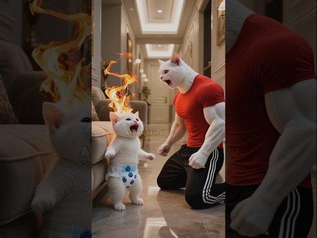The kitten imitated Mom's perm and caused an accident.😿🔥 #cat #animation #funnycats #viralvideo
