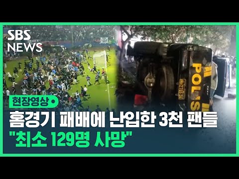 홈경기 패배에 난입한 3천 팬들…인파 깔리며 최소 129명 사망 (현장영상) / SBS