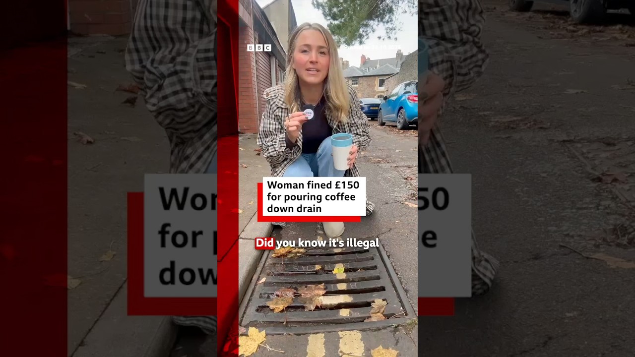 Woman fined £150 for pouring coffee down drain in London. Coffee London  BBCNews