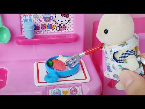 Hello Kitty mini kitchen and Baby doll cooking toys pororo tayo car play 키티 미니 주방놀이 하우스 장난감 뽀로로 토이몽