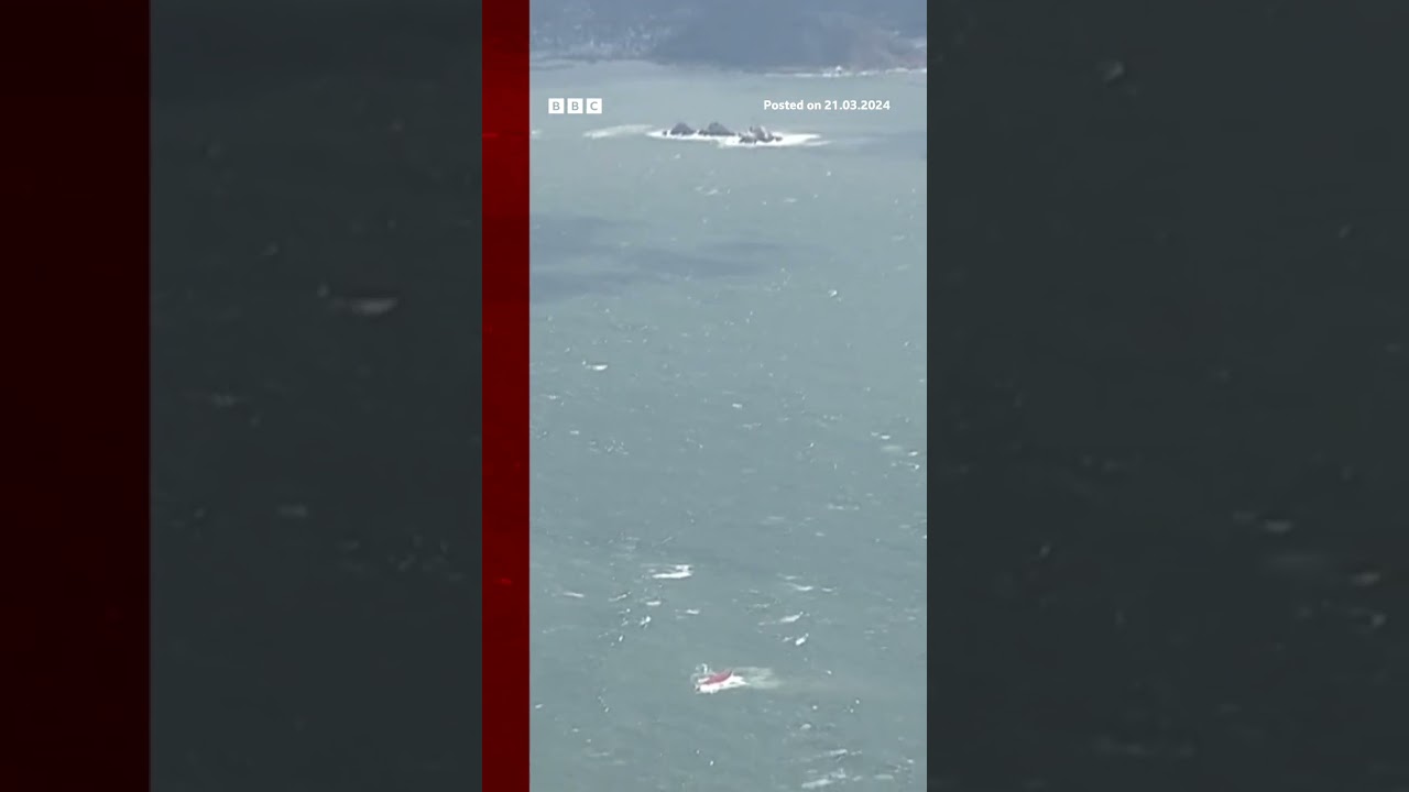 The Japanese coast guard launched a rescue mission after the Korean ship overturned #Shorts #BBCNews