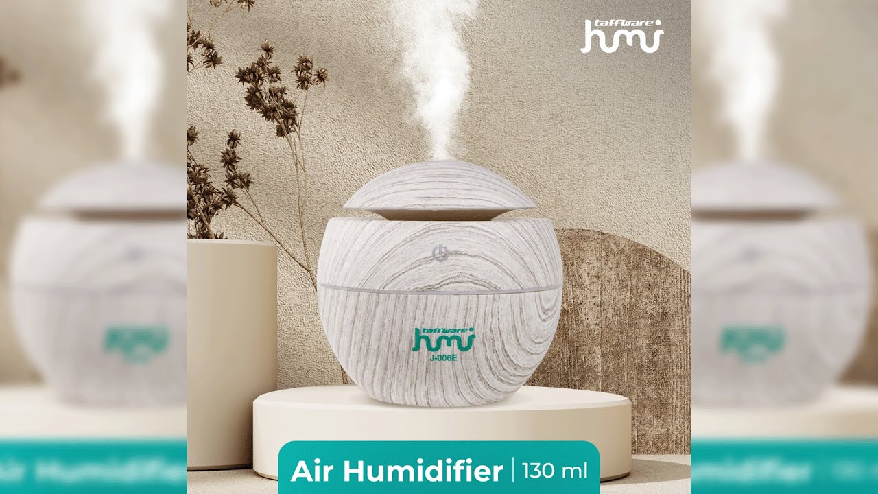 Pratinjau video produk Taffware HUMI Air Humidifier Mini Ultrasonic Aromatherapy LED 130ml - J-006E