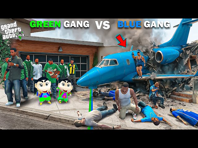 Shinchan Green Gang Crashed The Plane Of Franklin Blue Gang In GTA 5!