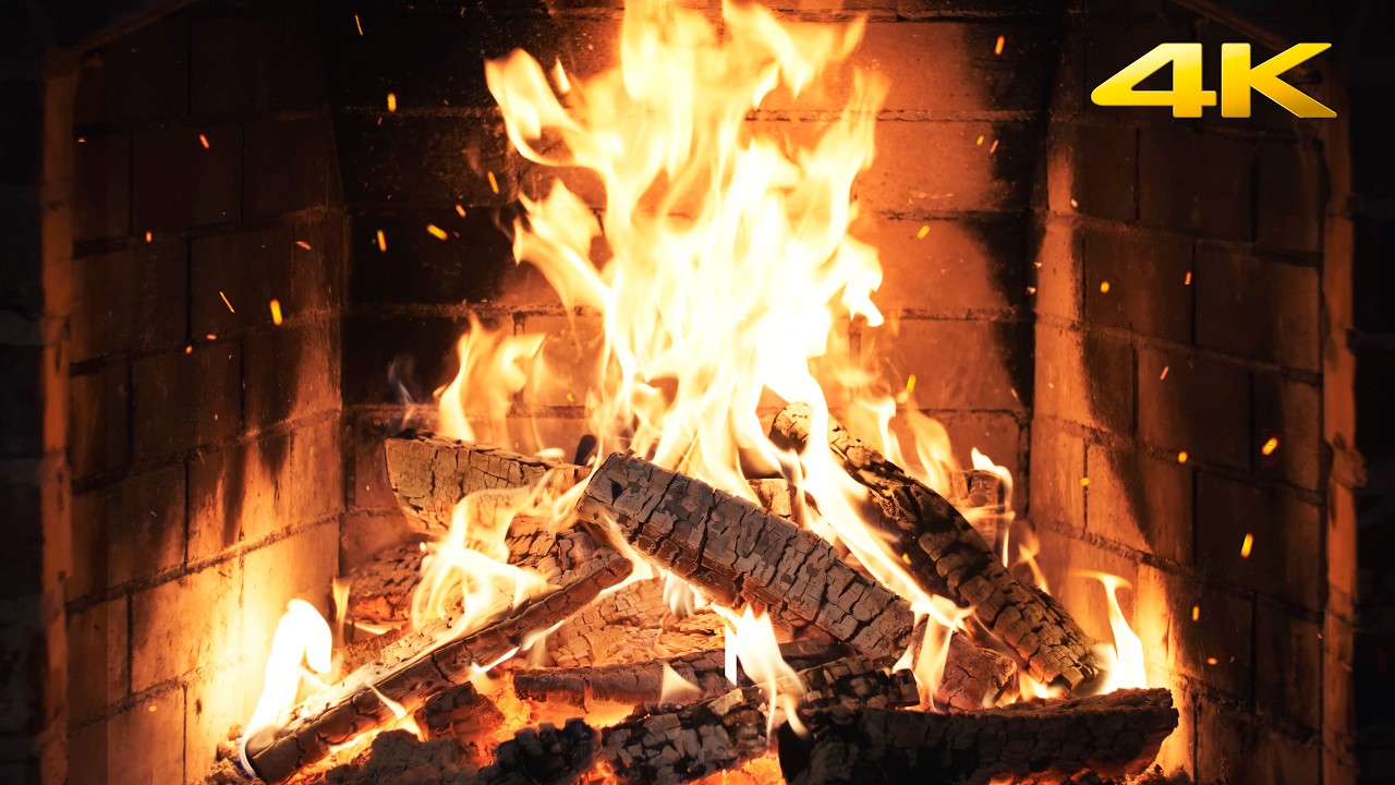🔥 Glowing Cabin Fireplace (No Music) with Relaxing Flames and Gentle Wood Pops for Restoring Energy
