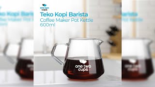 Pratinjau video produk One Two Cups Teko Kopi Coffee Server V60 Drip Pour Borosilicate Glass 600ml - AI101