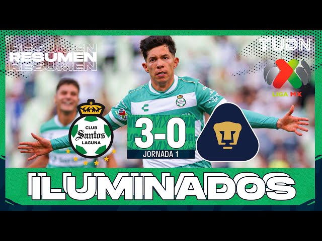 Resumen y goles - Santos 3-0 Pumas | Liga MX - J1 AP 2025 | TUDN
