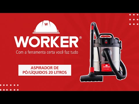 Aspirador de Pó e Água 20L 1400w Worker - 220v - Vídeo explicativo