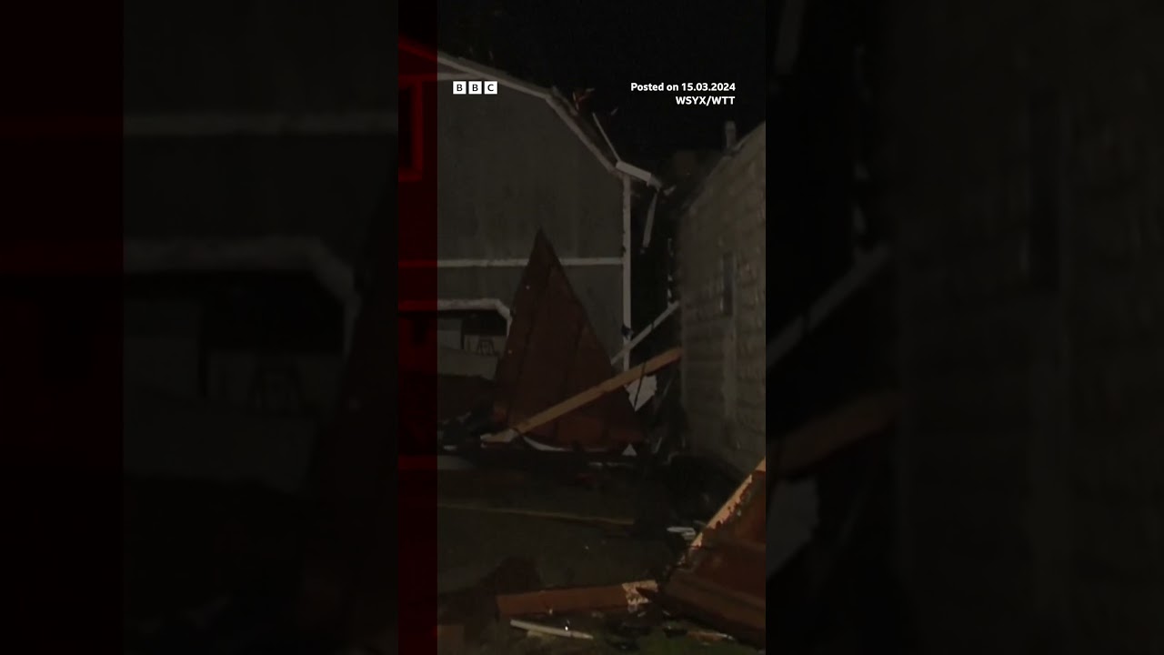 Tornadoes and funnel clouds have hit Ohio, Indiana and Kentucky. #Tornadoes #BBCNews #Shorts