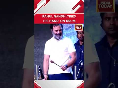 Watch: Rahul Gandhi tries his hands at drums during Bharat Jodo Yatra Watch: Rahul Gandhi tries his hands at drums during Bharat Jodo Yatra