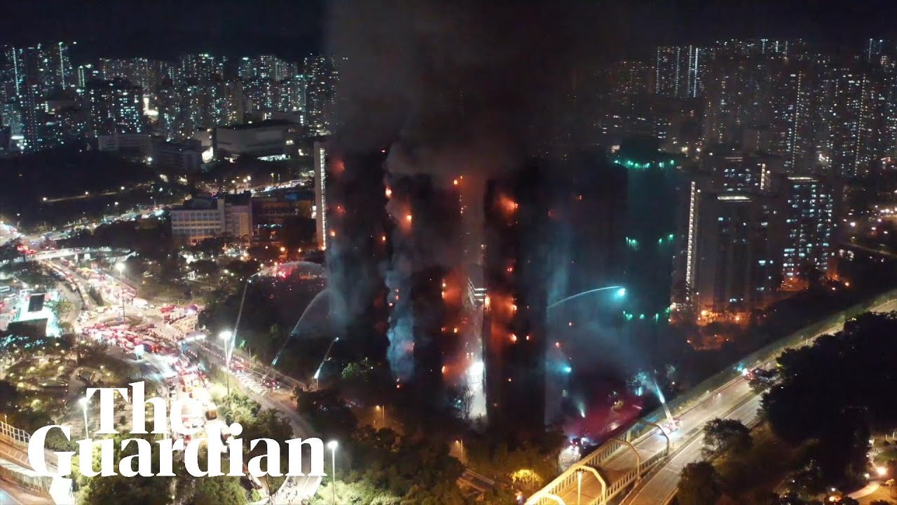 Aerial video shows scale of Hong Kong apartment complex fire